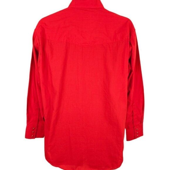 Vintage Ely Cattleman Western Shirt Mens Size Large Red Cowboy Pearl Snap Button - Picture 3 of 5